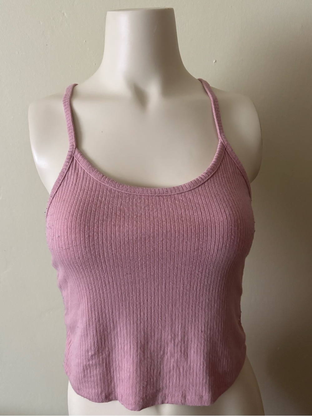 Bozzolo Pink Ribbed Spaghetti Strap Tank